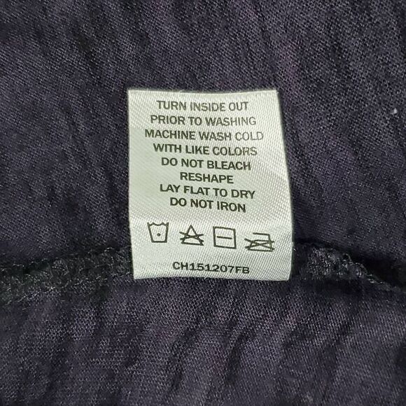 Vanity Essentials Purple Black Raglan Top Women’s Size M Crochet Detail 3/4 Slee - Picture 9 of 10